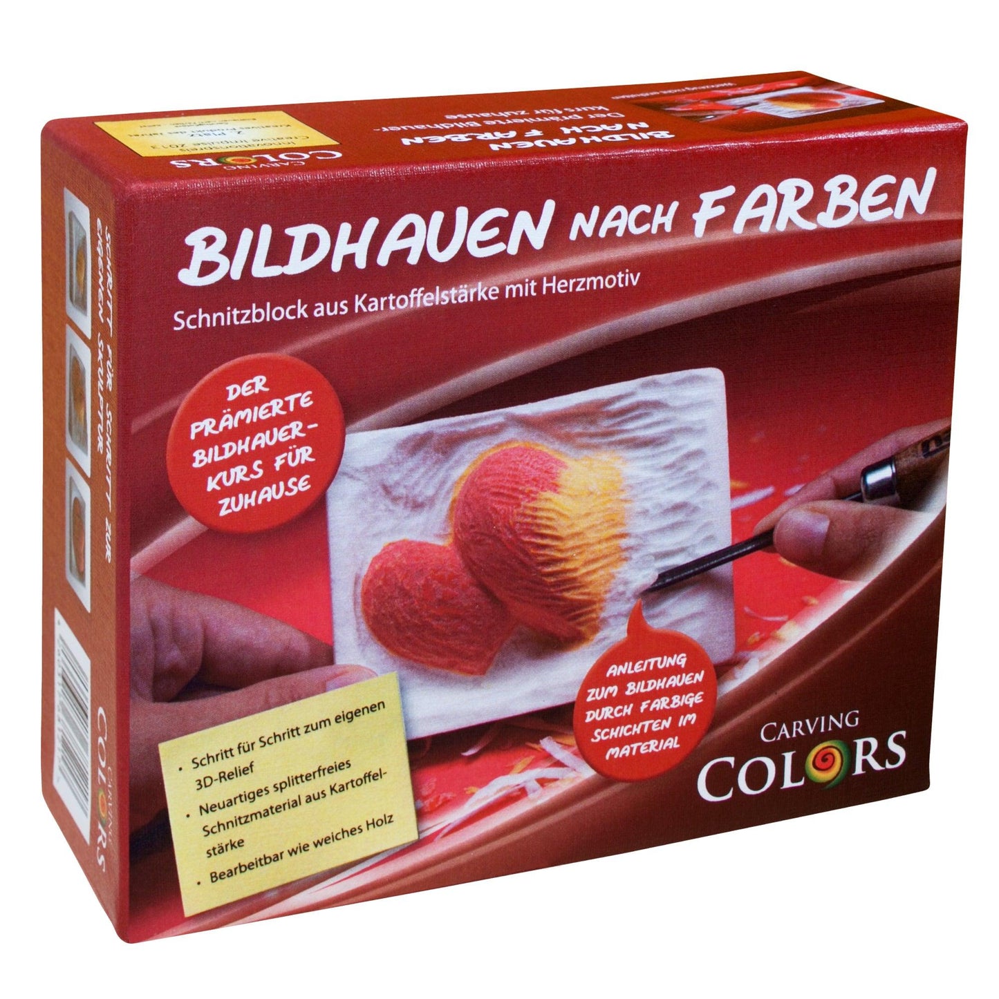 Schnitzen nach Farben - Relief Zwei Herzen (ohne Werkzeug)