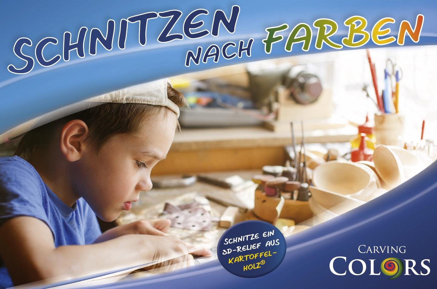 Schnitzen nach Farben - Relief Wolf (ohne Werkzeug)