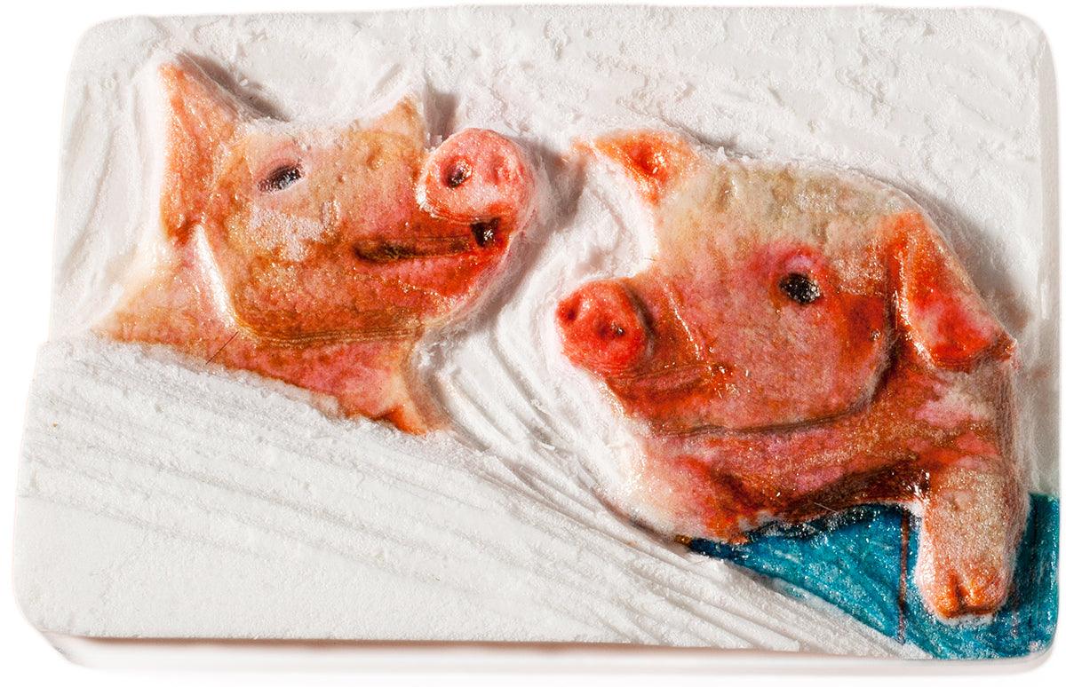 Schnitzen nach Farben - Schnitzbild Schweinchen (ohne Werkzeug)