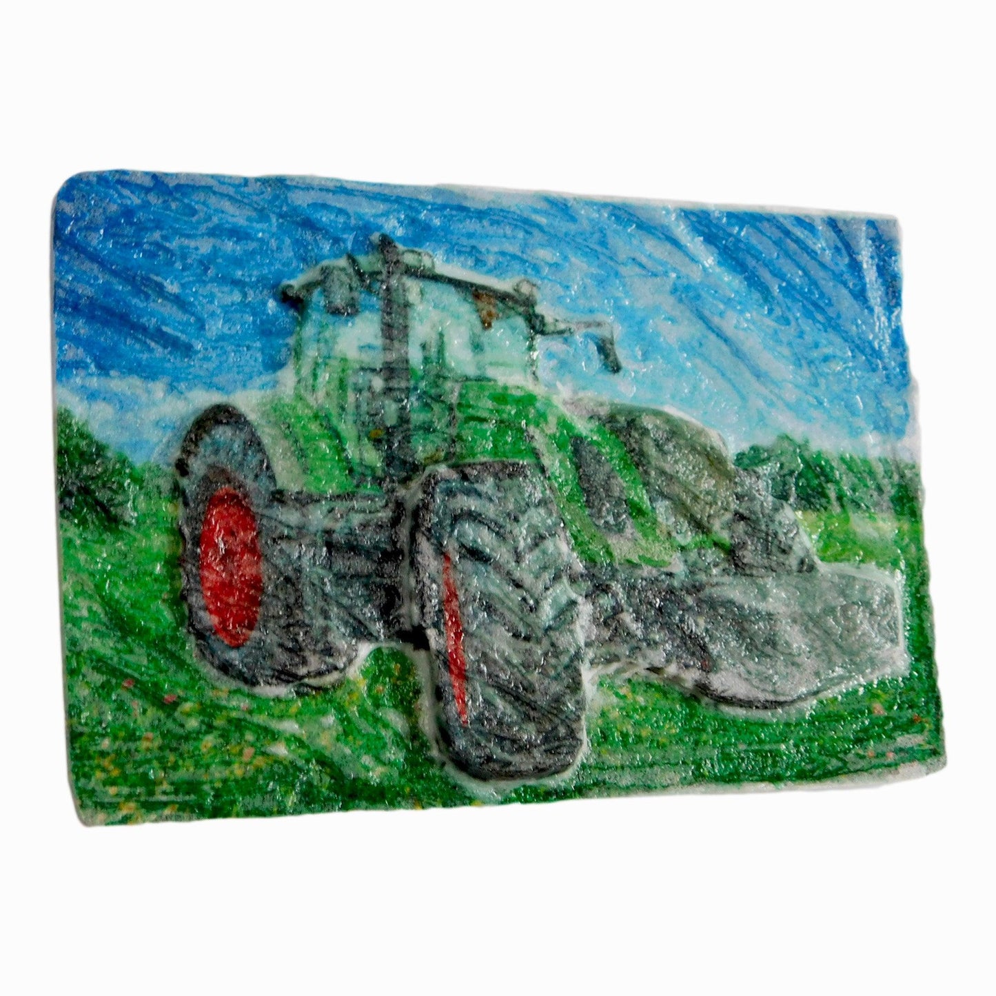 Schnitzen nach Farben - Schnitzbild "Traktor" (ohne Werkzeug)