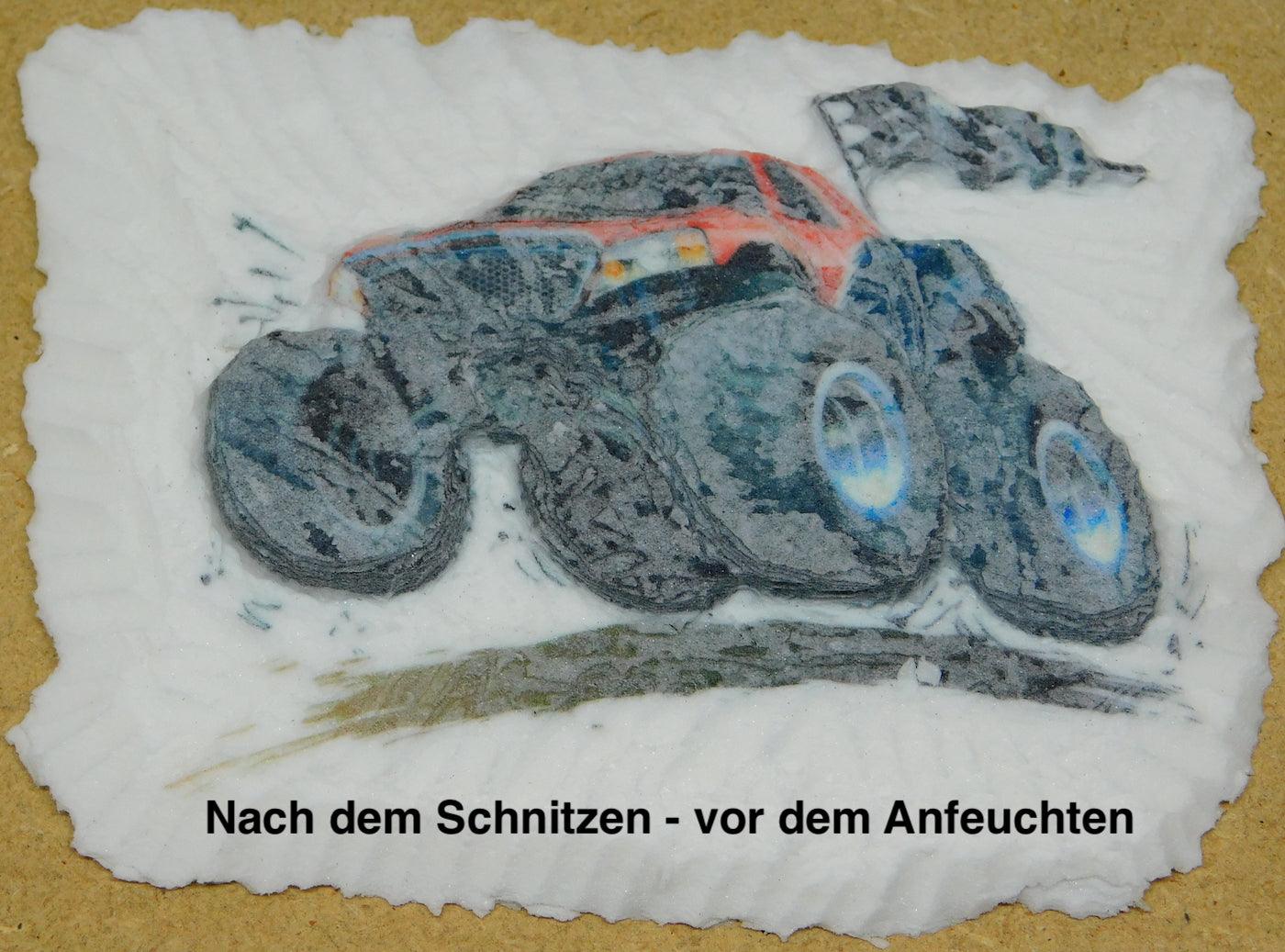 schnitzen nach farben - schnitzbild monstertruck (ohne werkzeug)