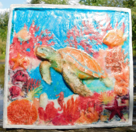 Schnitzen nach Farben - Komplettset Relief Schildkröte - NEU: farbiges End-Motiv
