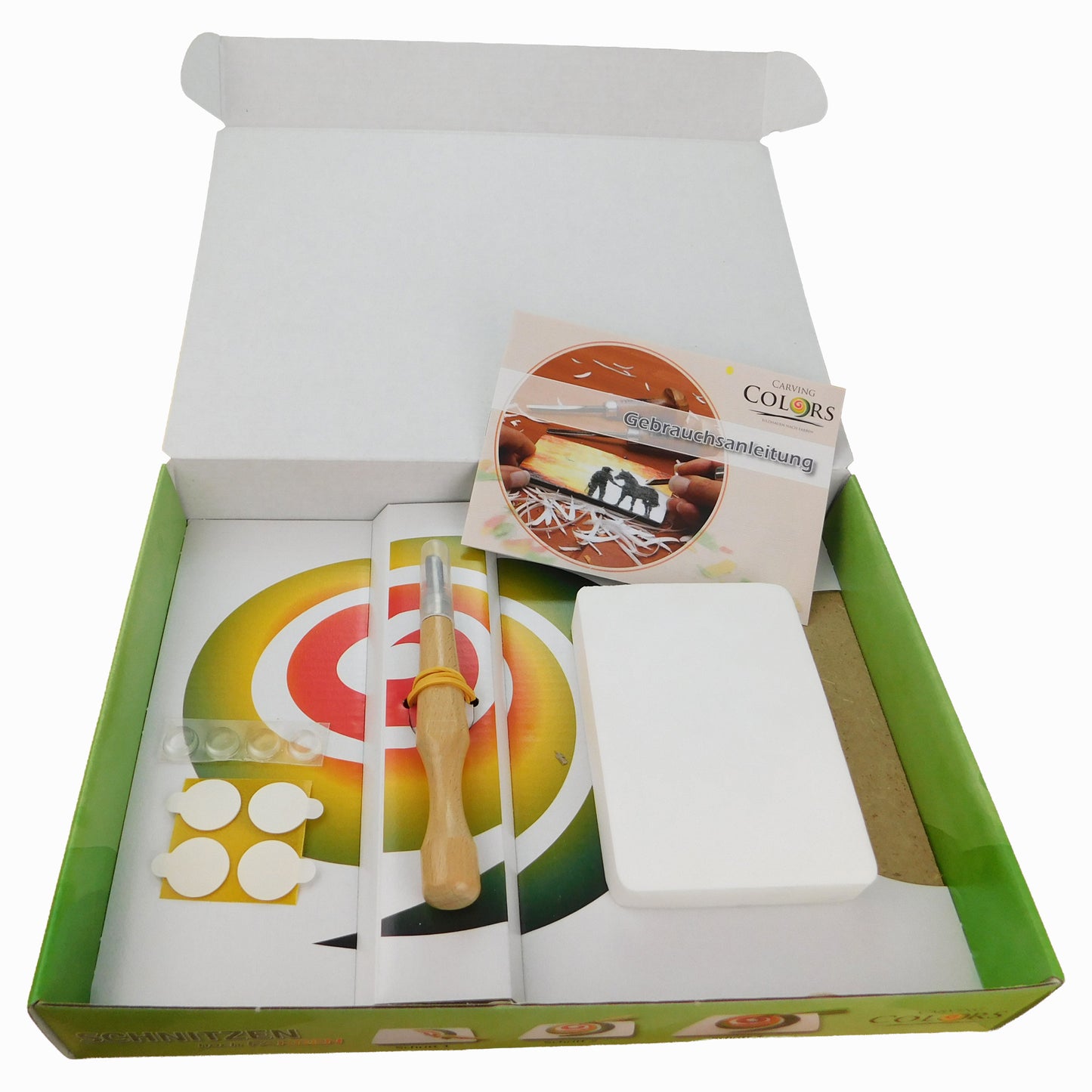 Schnitzen nach Farben - Schnitzbild-Starterset mit Werkzeug