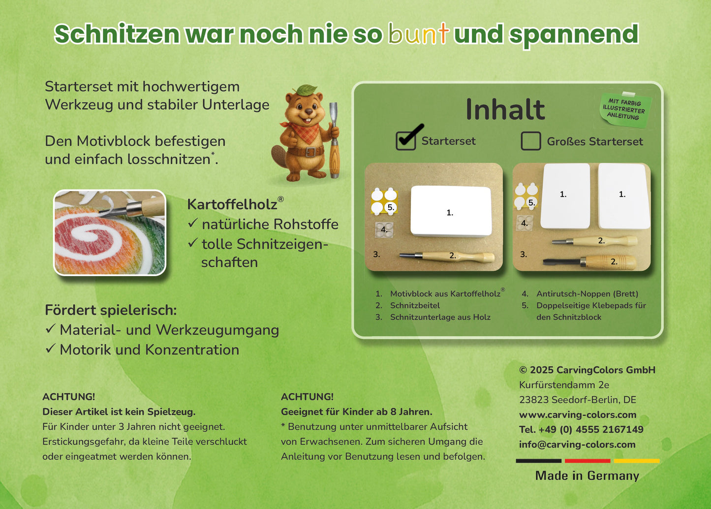 Schnitzen nach Farben - Schnitzbild-Starterset mit Werkzeug