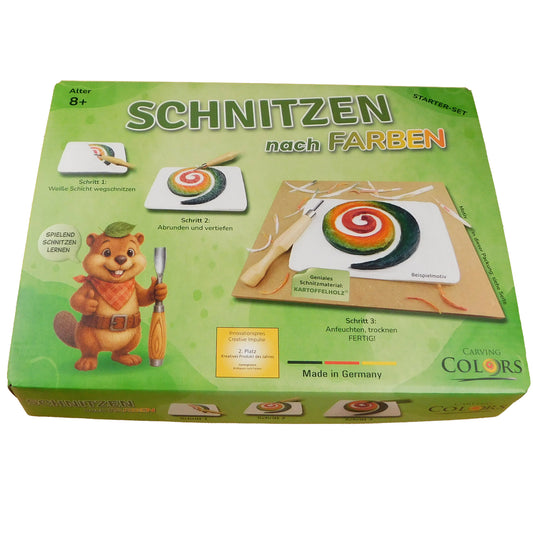 Schnitzen nach Farben - Großes Schnitzbild-Starterset mit Werkzeug