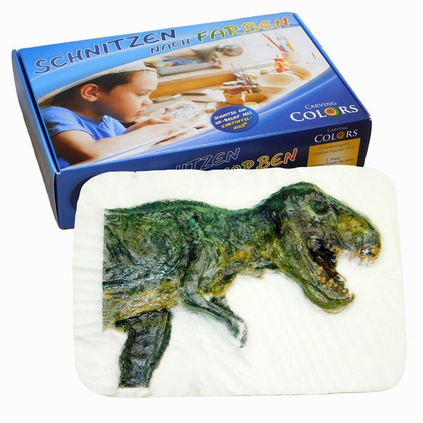 Schnitzen nach Farben - Schnitzbild T-Rex (ohne Werkzeug)